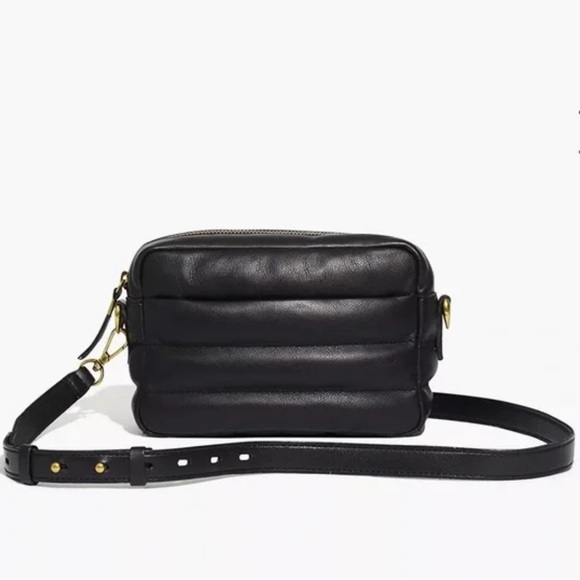 Madewell Bags Madewell Black Leather The Transport Camera Bag Puff